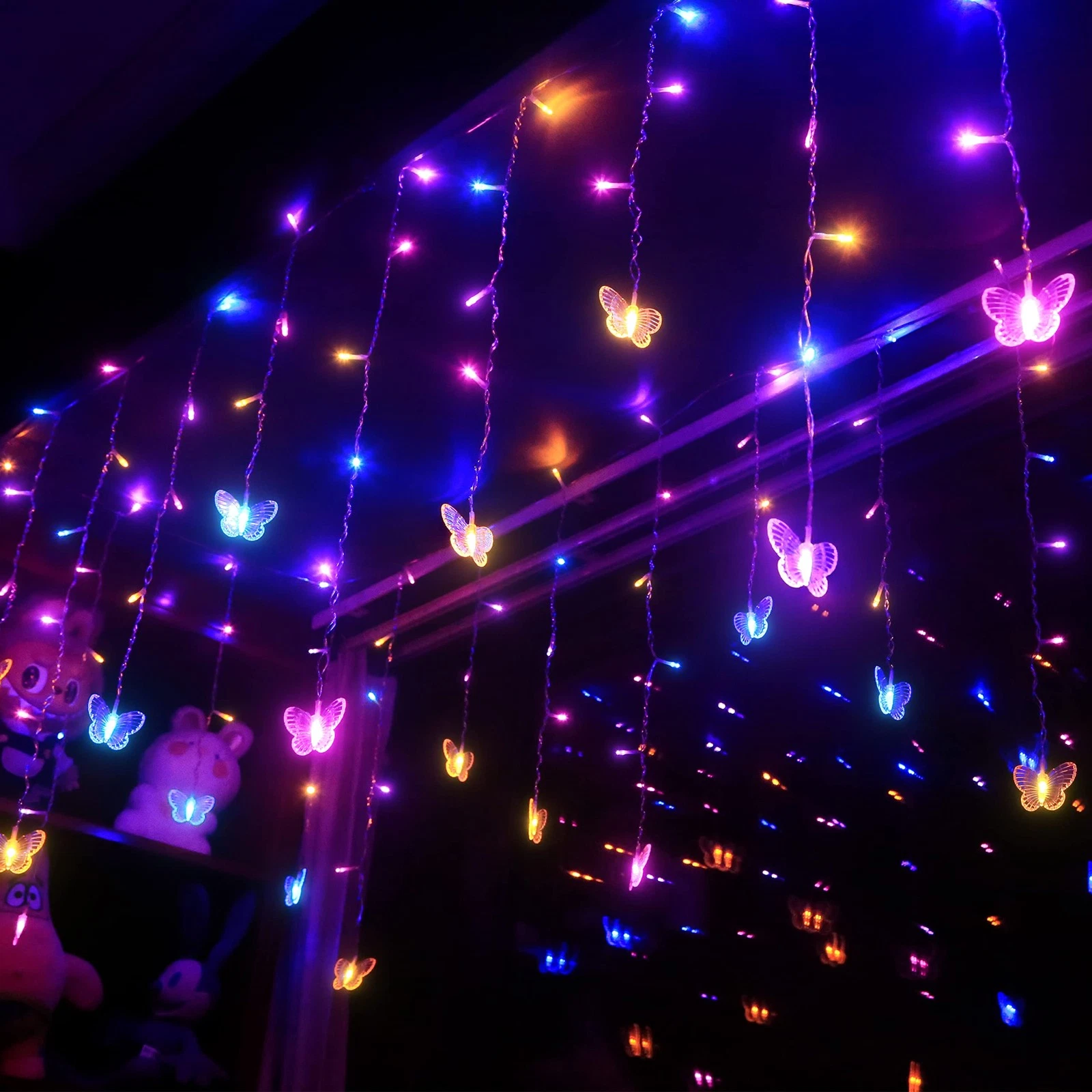 Butterfly Fairy Lights for Bedroom Curtain Ceiling Wall Decor USB Plug-in 120...