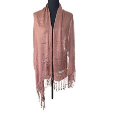 Pashmina 100 Pashmina Scarf Shawl Dusty Rose Brown Pink Fringed Wrap Women
