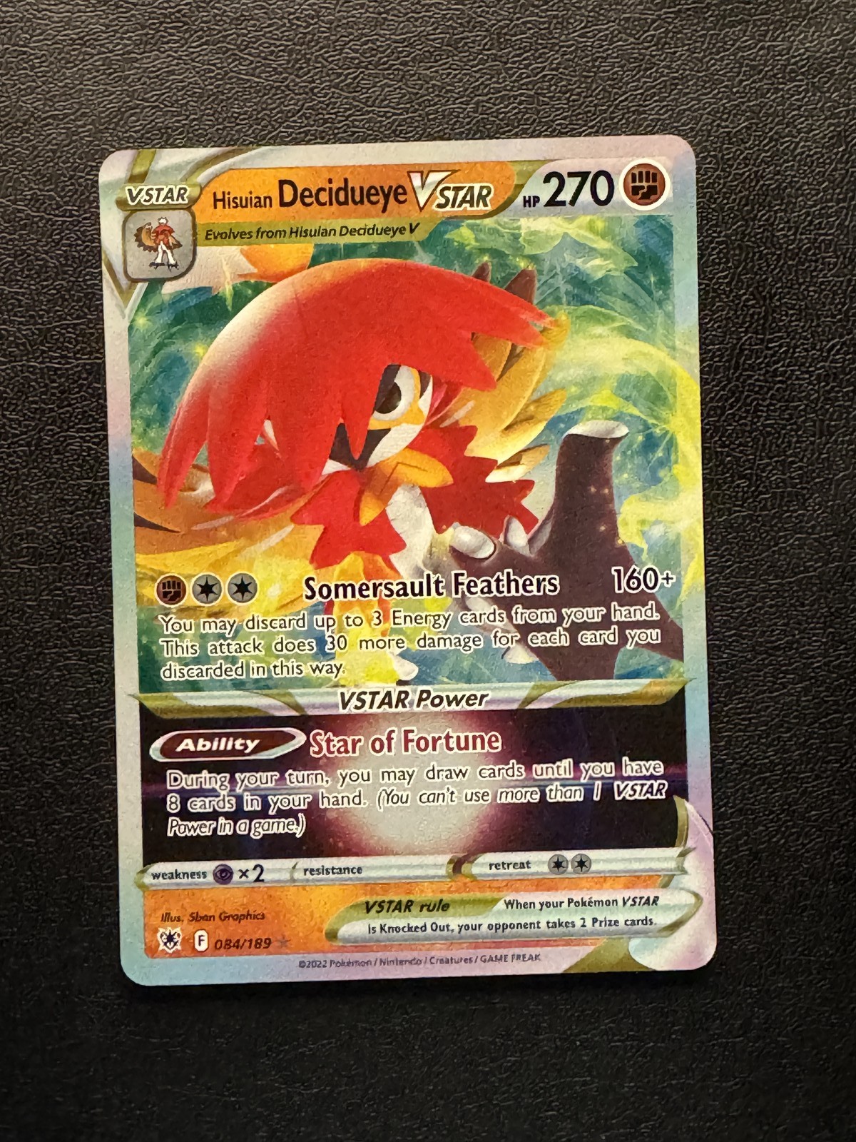 Hisuian Decidueye VSTAR 84/189 Astral Radiance Holo Rare VSTAR NM