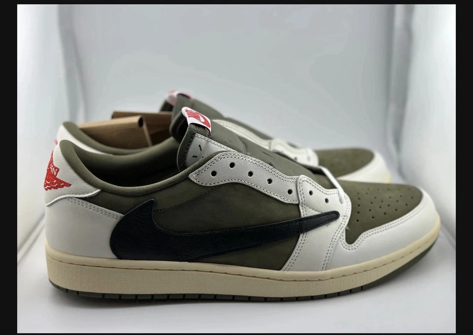 Size 14 - Travis Scott x Air Jordan 1 Retro OG SP Low Reverse Olive / Medium... - Image 4 of 4