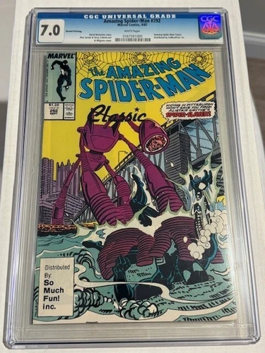 Amazing Spider-Man 292 CGC 7.0 White Pages 1987 Marvel SoMuchFun! Variant RARE