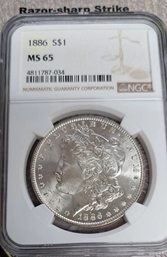 1886 Morgan Dollar S$1 NGC MS65 CS~102