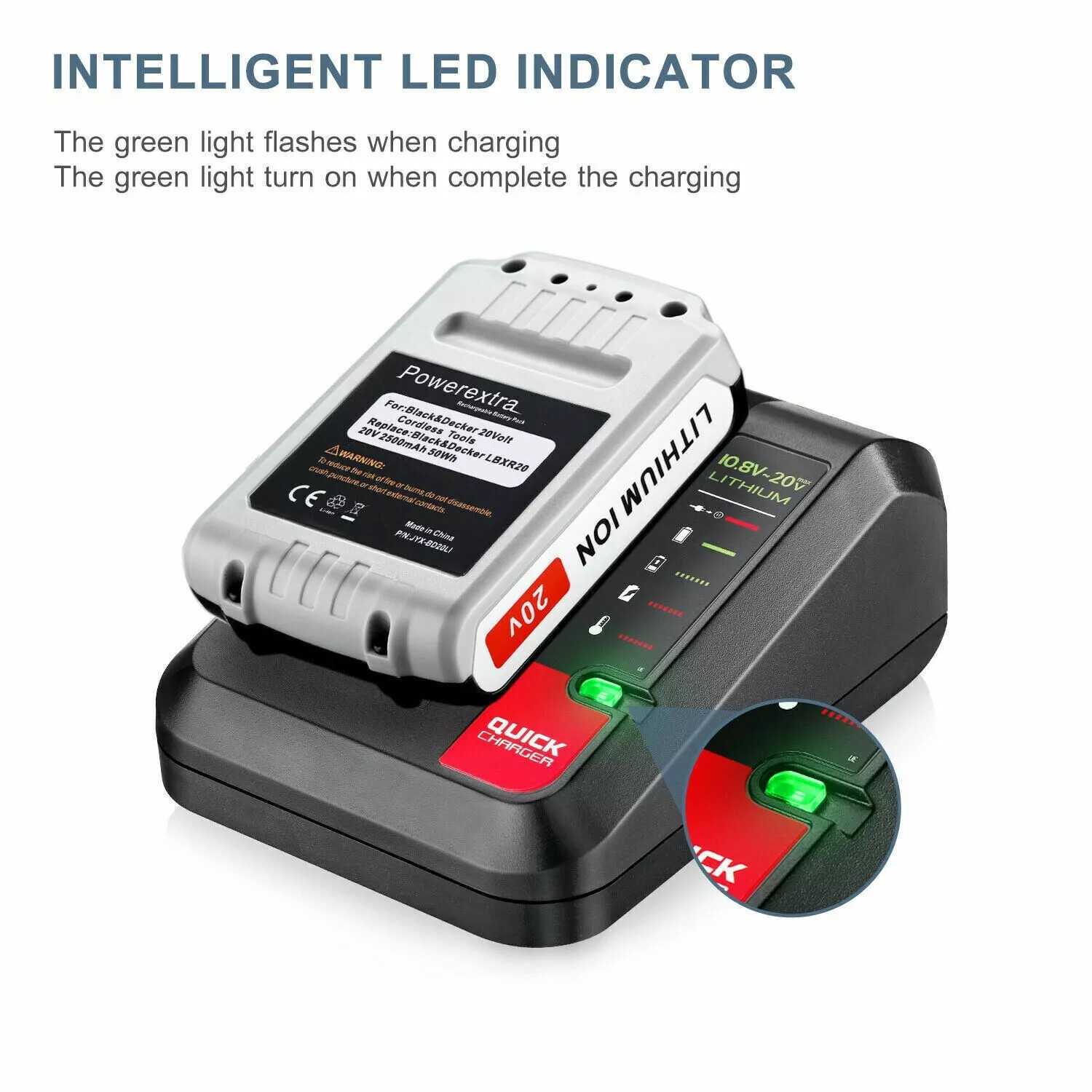 1.5Ah 20V Replacement for Black Decker Lithium ion LBXR20 Battery /Charger