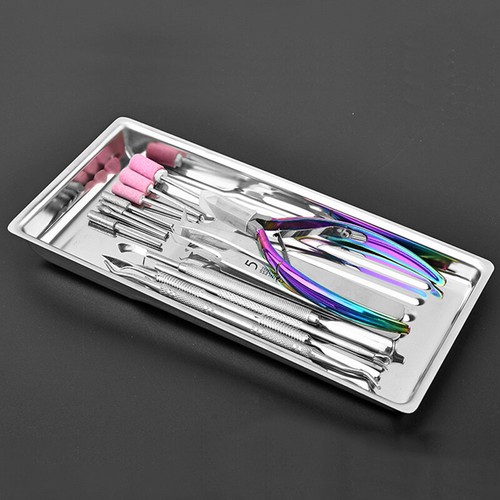 2PZ Piastra Nail Art Acciaio Inox Disinfezione Piatti Stoccaggio Vassoio Strumenti Pulizia - Foto 10 di 12