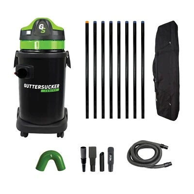 GUTTER SUCKER Guttersucker Junior Gutter Vacuum Systems, 8 Pole Package (40ft) & Accessories.