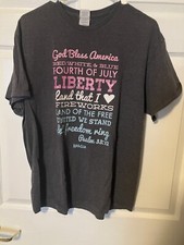 Christian Patriotic Womens Gray T-shirt Size L America Psalm 33:12