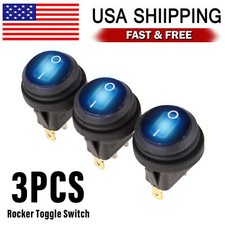 3pcsset Blue Led 12v 20a Car Boat Onoff Round Waterproof Rocker Toggle Switch 3pcsset Blue Led 12v 20a Car Boat Onoff Round Waterproof Rocker Toggle Switch
