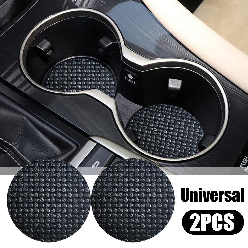 2x Car Cup Holder Anti Slip Insert Coaster Pad Mat Black Car Interior Accessory