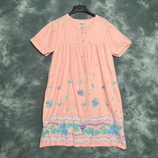 Anthony Richards MuuMuu Housecoat Nightgown Snap Front Pink Floral Size Large