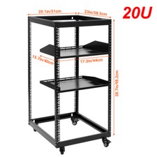 Image of 12U/15U/20U 4 Post Open Frame Server Rack Network Enclosure with Metal Wheels