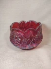 Vtg Indiana Carnival Glass Heirloom Sunset Ruby Red Hobstar Arches Bowl GLOWS