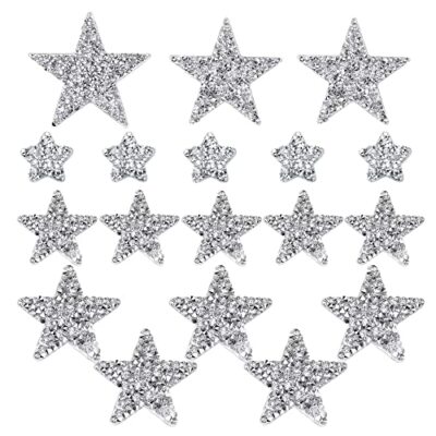 Toppe Termoadesive Stelle, 18 Pezzi Toppe per Vestiti Termoadesive, Toppe Termoadesive Stelle Glitter Toppe Termoadesive a Forma di Stella, Stelle Termoadesive Adesivi Strass, per Tessuti