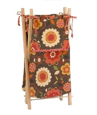Hamper Bag with Frame Baby Girl Country Floral Garden Brown Orange Yellow 