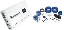Rockville ATOM 8W 8 canales 3500w resistente a la intemperie Bluetooth amplificador para automóvil + kit de amplificador