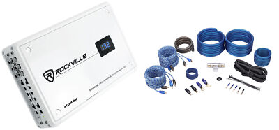 Rockville ATOM 8W 8-Channel 3500w Weather Proof Bluetooth Car Amplifier+Amp Kit