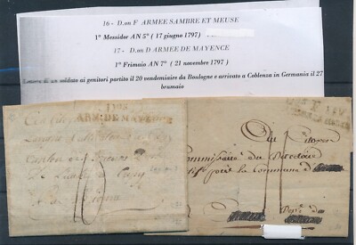 1797 FRANCE GRANDE ARMÉE No. 2 LETTERS WITH TEXT OF 1797 F/3560