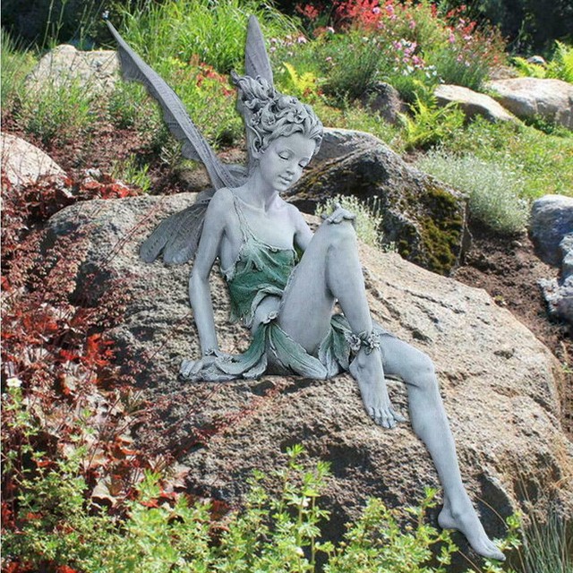 Tudor & Turek Sitting Fairy Statue Garden Ornaments Craft Landscaping Yard Decor | eBay