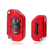 Red Soft Tpu Remote Control Flip Key Fob Cover Case For Jeep Wrangler 2018-2023
