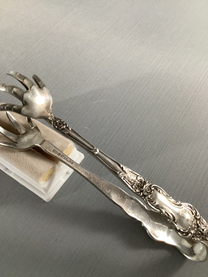 Watson Wallace Meadow Rose Sterling Silver 4” Sugar Tongs Mono eBay