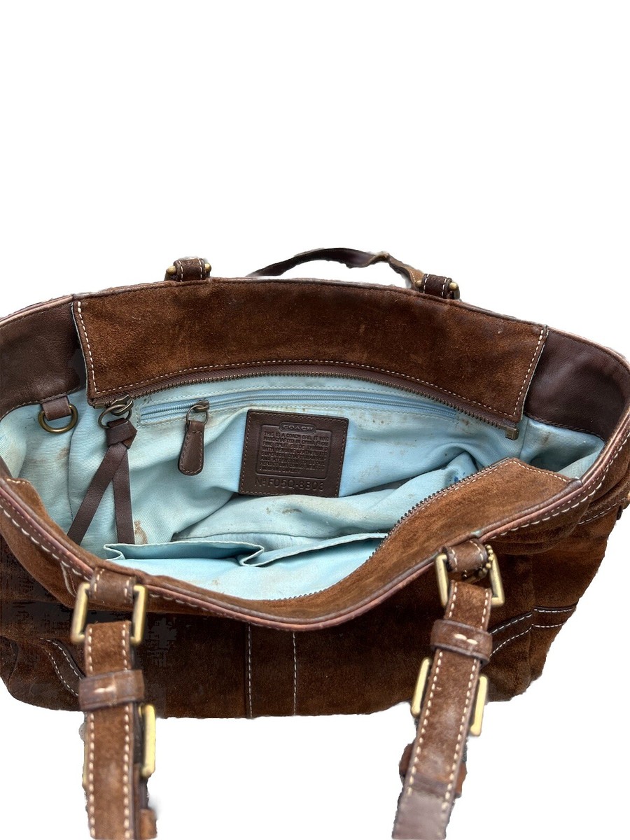 Coach Leather Tote Bag - Purse/Satchel Brown Suede In Fair