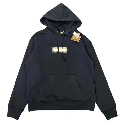 Sweat à capuche noir Supreme Burberry NOIR collaboration 100 % coton neuf inutilisé 02402M