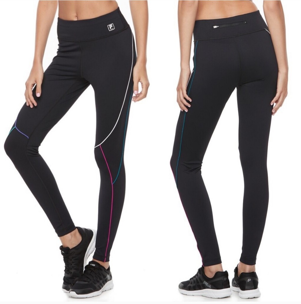 Leggings da corsa Fila Sport multicolore con pipe usati in ottime condizioni vita alta medi