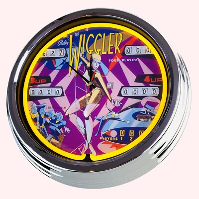 N-0772 Wanduhr ''Flipper Wiggler Bally 1967'' Neonuhr Wohnzimmer Küche Deko Uhr