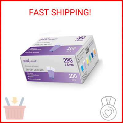 Medt - Pressure Activated Safety Lancets 28G x 1.8mm - Gamma Ray Sterilized, Ide