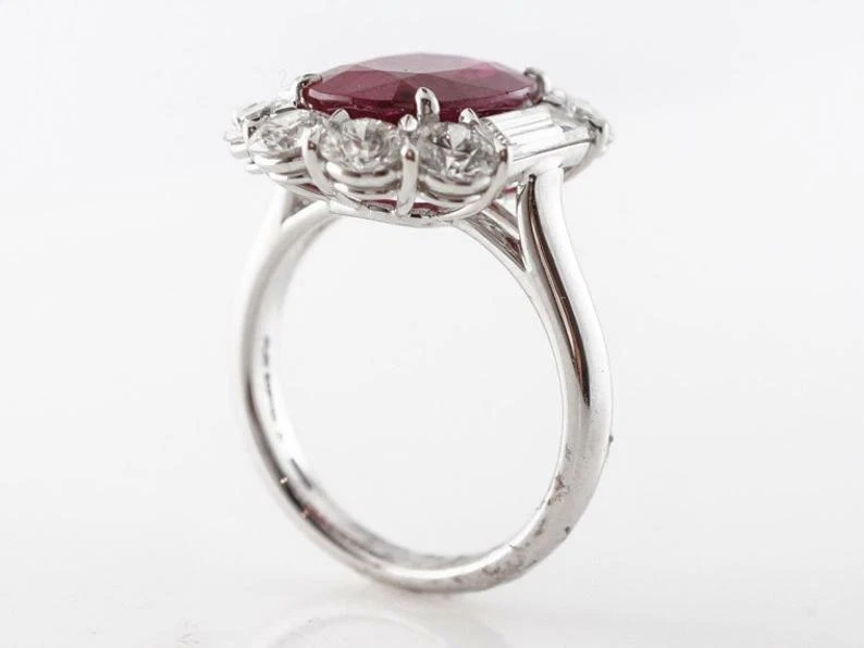Awesome 4.10 CT Red Ruby & White CZ 935 Silver Women's Anniversary Fabulous Ring - Image 4 of 4