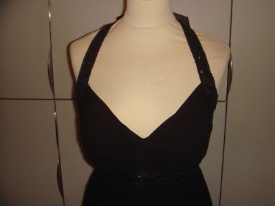 Ever Pretty Black Grecian Style Chiffon Bead Trim Halter Neck Maxi Evening  Dress | eBay