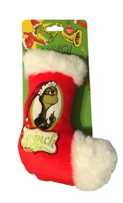 Dr Seuss How the Grinch Stole Christmas Plush Squeak Crinkle Stocking Dog Toy