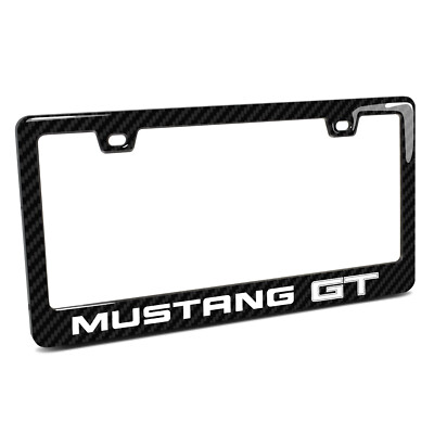 Ford Mustang GT Black Real Carbon Fiber Finish ABS Plastic License Plate Frame