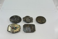 Vintage Belt Buckle Lot of 5 Different All Are Alloy or Bronze