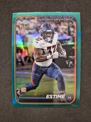 2024 Topps Chrome Football, Audric Estime, Rookie Teal /250, Denver Broncos