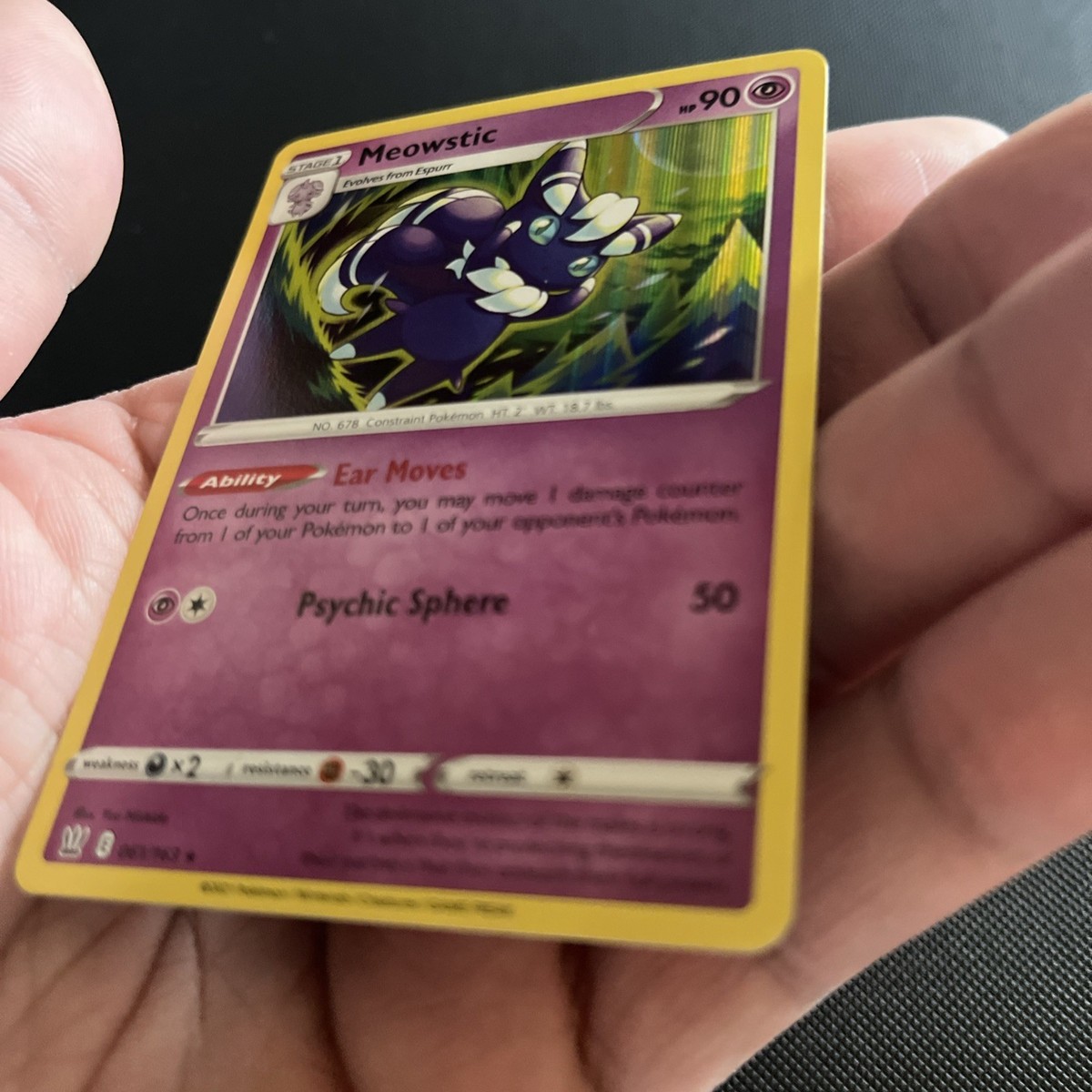 Meowstic Holo 061/163 Holo Rare SWSH05: Battle Styles LP Pokemon