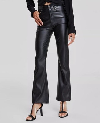 DKNY Women's Black Faux Leather High Rise Bootcut Pants Size 29