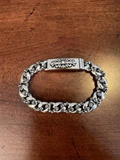 Chrome Hearts Cross Cuban Link Diamond Bracelet 925 Silver Size 20 Cm