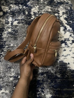 Steve Madden Brown Small Backpack Gold Zipper Accents  display picture 2