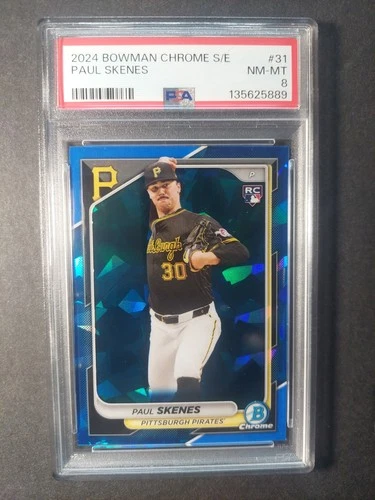 Paul Skenes 2024 Bowman Chrome Blue Sapphire #31 Rookie RC PSA 8 Pirates