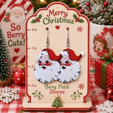 Holiday Vintage Retro Santa Christmas Hypoallergenic Earrings