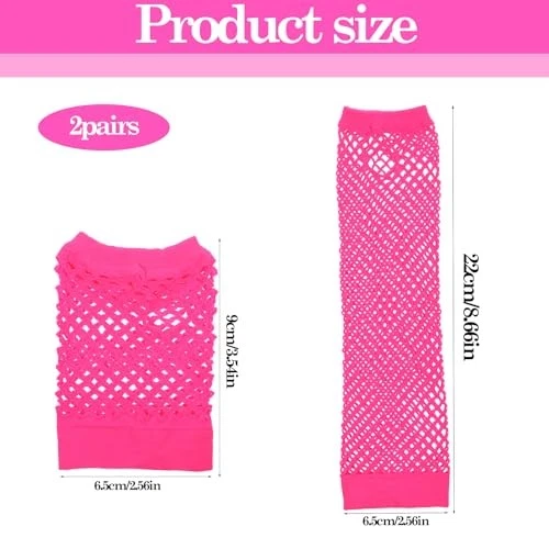 2 pares de guantes de red sin dedos para mujer, brazo sin dedos emo de malla para mujer Foto 2 de 4