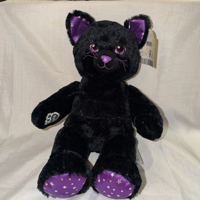 Build A Bear Workshop Black & Purple Kitty Cat Halloween NWT Silver Stars