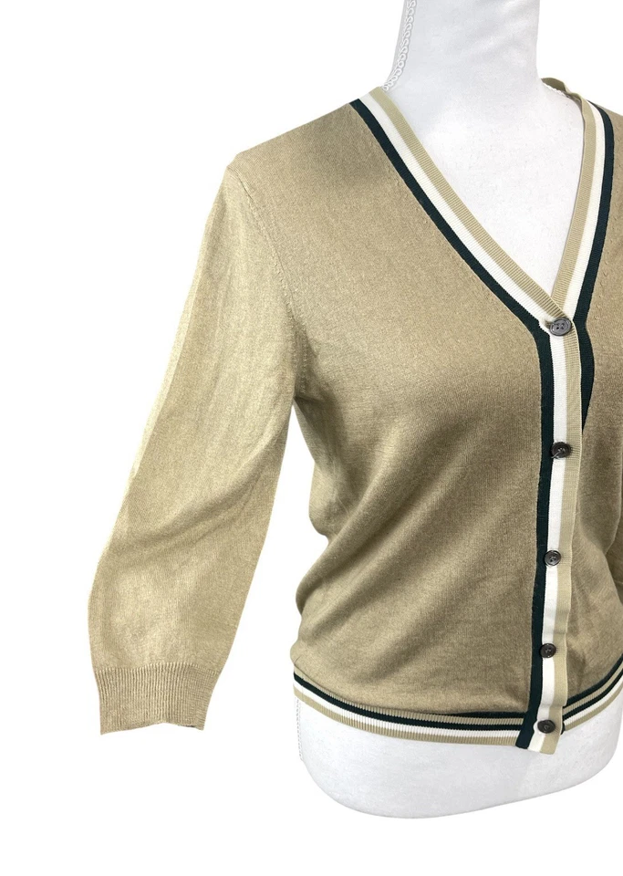 Cárdigan Suéter Ligero Academia S JIL SANDER Azul Marino Tostado Seda Mezcla Cachemira S Foto 2 de 4