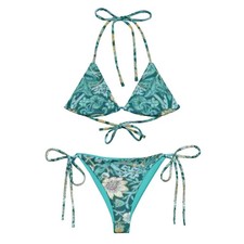 Vintage Floral Pattern Women's String Bikini