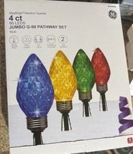 New 4 GE StayBright Sparkle Jumbo G-90 LED Pathway Light Christmas Holiday Decor