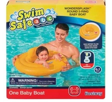 🆕 Bestway Swim Safe ABC Wondersplash Round 3-Ring Baby Boat 25"
