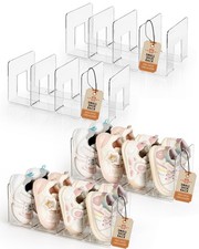 Hpring 4 Pack Upgraded Clear Acrylic Kids Shoe Rack for Toddler  Baby, 4 Sec...