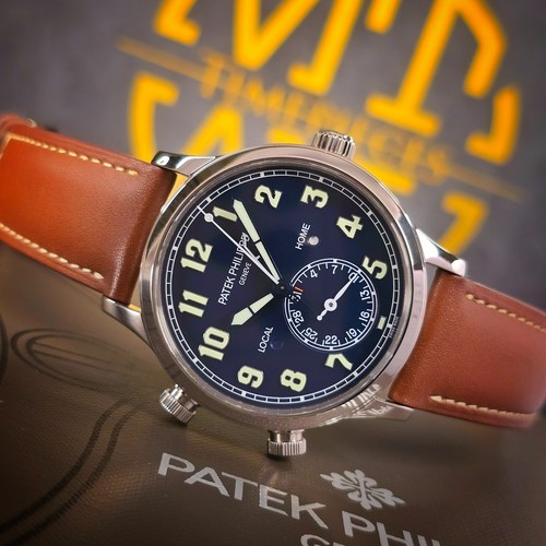 PATEK PHILIPPE CALATRAVA PILOT TRAVEL TIME 42MM 5524G-001 18K WHITE GOLD B&P