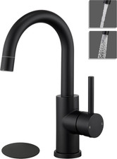 Black Bathroom Sink Faucet, Single Hole Bathroom Faucet with Sprayer, RV Vanity