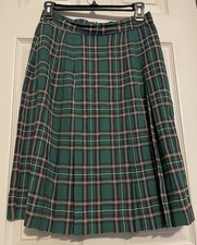 Vintage Norton McNaughton Plaid Pleated Skirt Green Size 10 USA